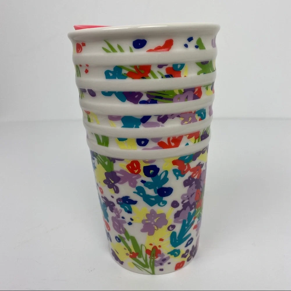 Starbucks Floral Spring Morning 10 oz Ceramic Tumbler With Lid